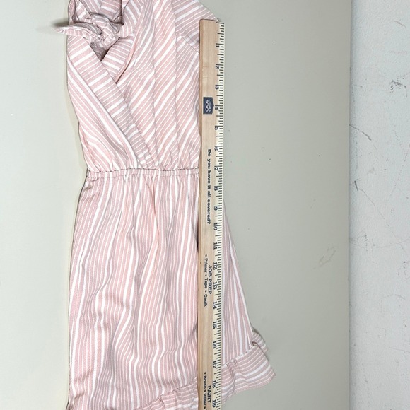 PPLA Mooney Woven Romper Pink Ivory Striped Ruffle Tie Back Size Large NEW USA - Picture 8 of 9